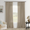 Tan Pinch Pleated Linen Curtains 102 in Long - Soft Light & Privacy
