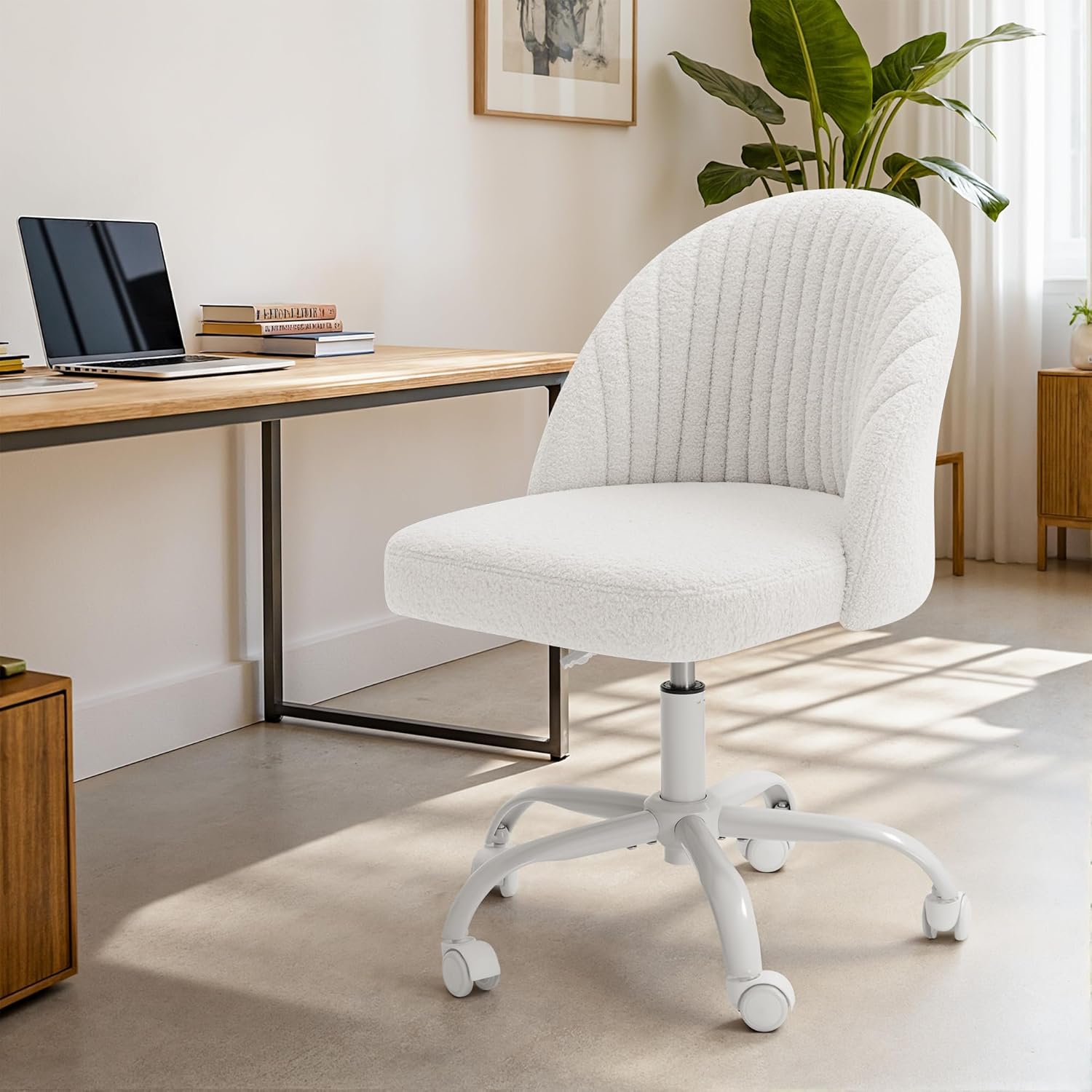 Furniwell Office Chair Armless Modern Adjustable Swivel Design