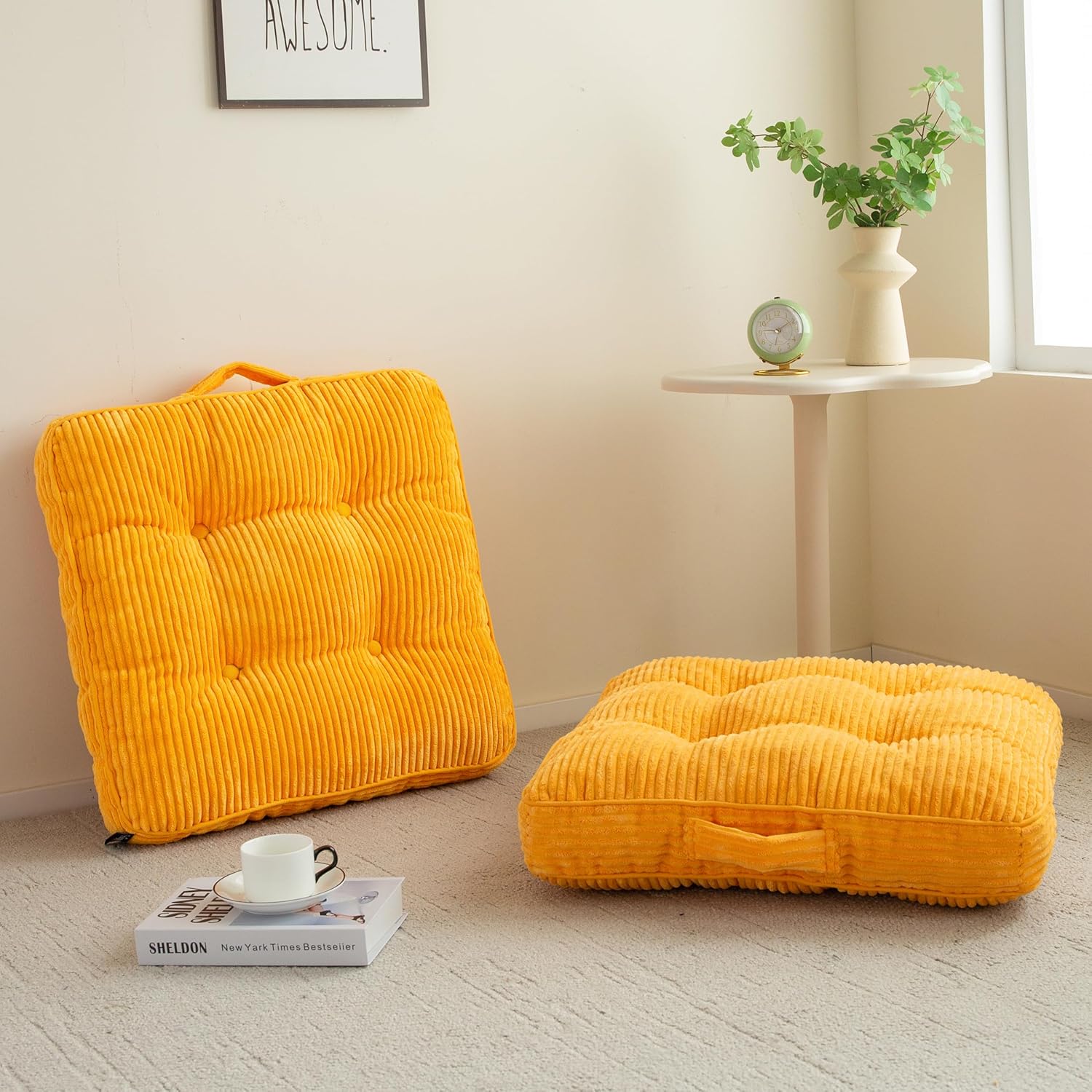 Washable Floor Pillow Cushion for Adults, Large Square 22x22