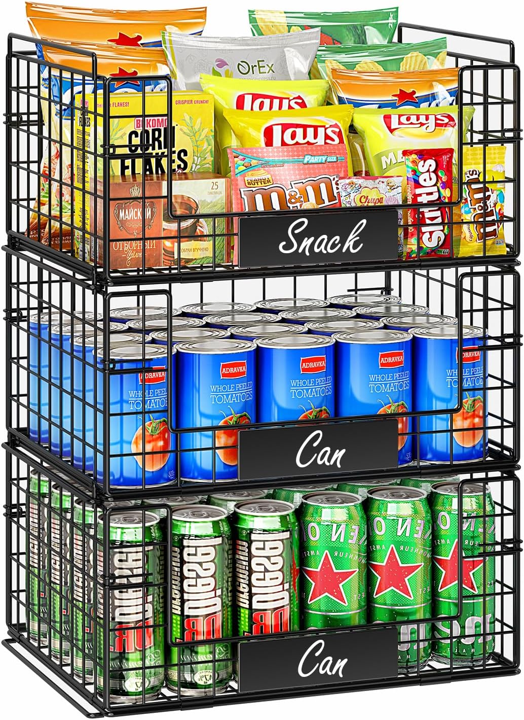 JKsmart XXL Stackable Wire Baskets for Pantry Storage and Organization