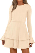 PRETTYGARDEN Women's Long Bell Sleeve Mini Dress for Fall Fashion
