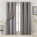 Grey 90% Blackout Curtains with Sheer Overlay - Double Layer 95in
