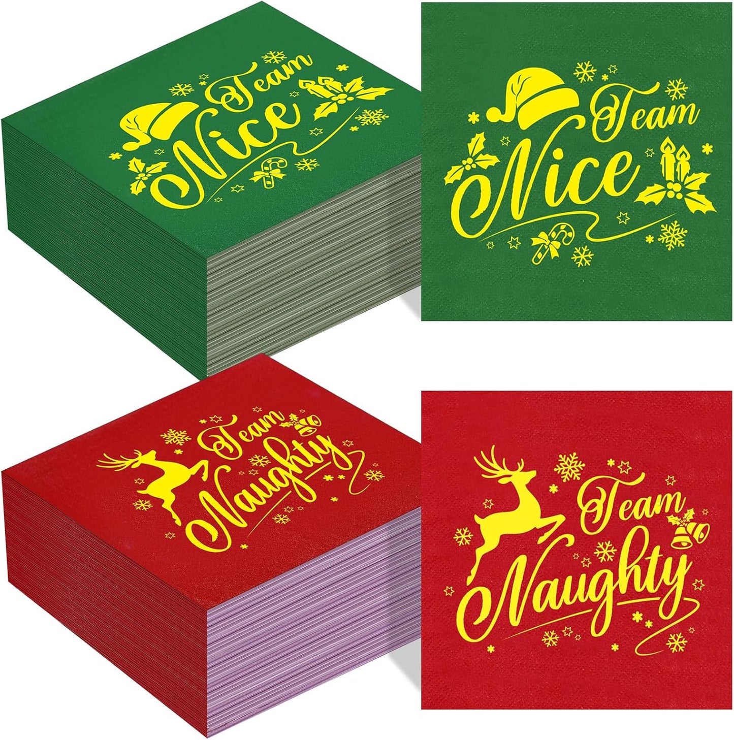 200 Pcs Funny Christmas Napkins by Zhanmai: Naughty & Nice Holiday Decor