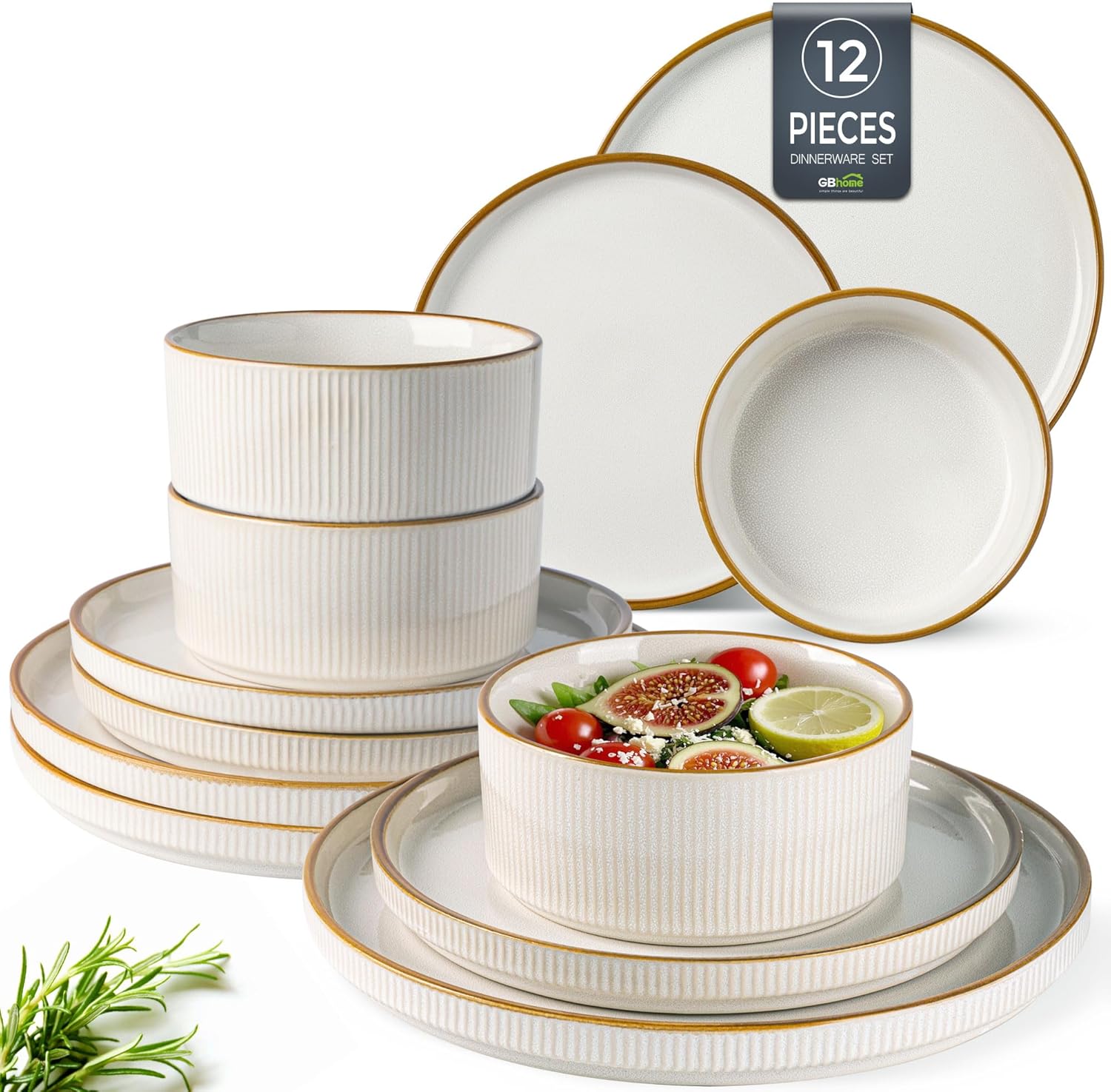 GBHOME Stoneware Dinnerware Set for 4 - Stylish & Durable