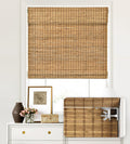 Cordless Bamboo Roman Shades 42.5in x 48in - No Tools No Drill, Light