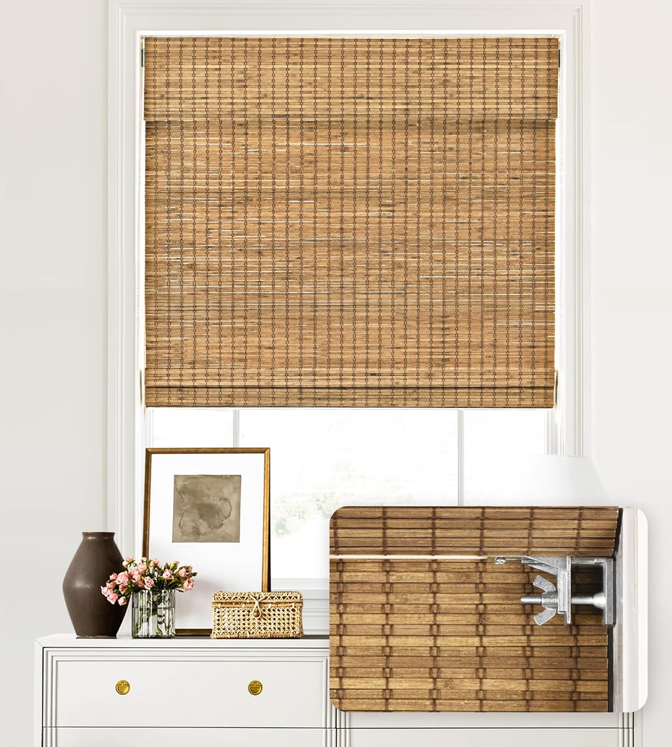 Bamboo Roman Shades by LazBlinds - No Tools, Light Filtering