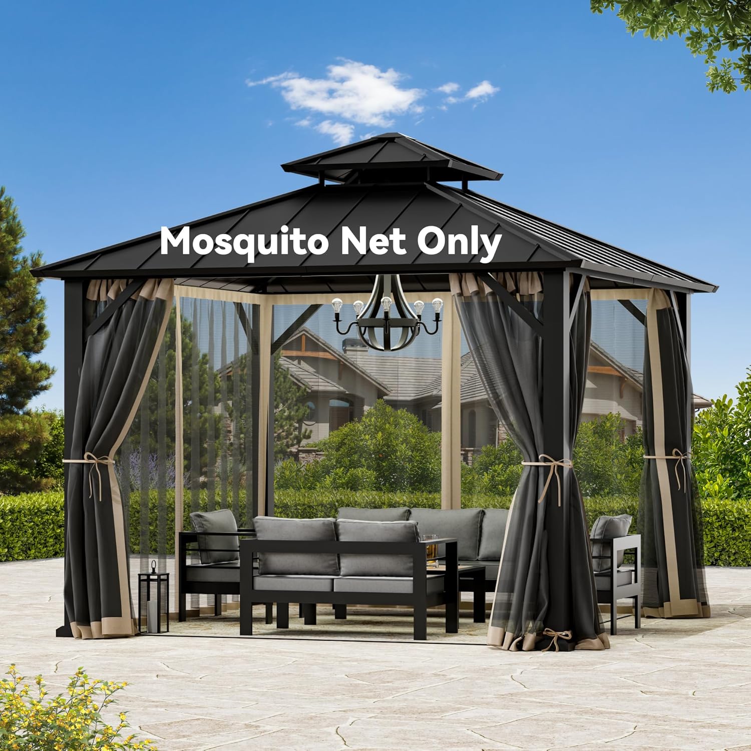 Universal 4-Panel Mosquito Netting for 10ft x 10ft Gazebo