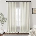 Cream Beige Semi Sheer Curtains 98 in Long Linen Textured Panels