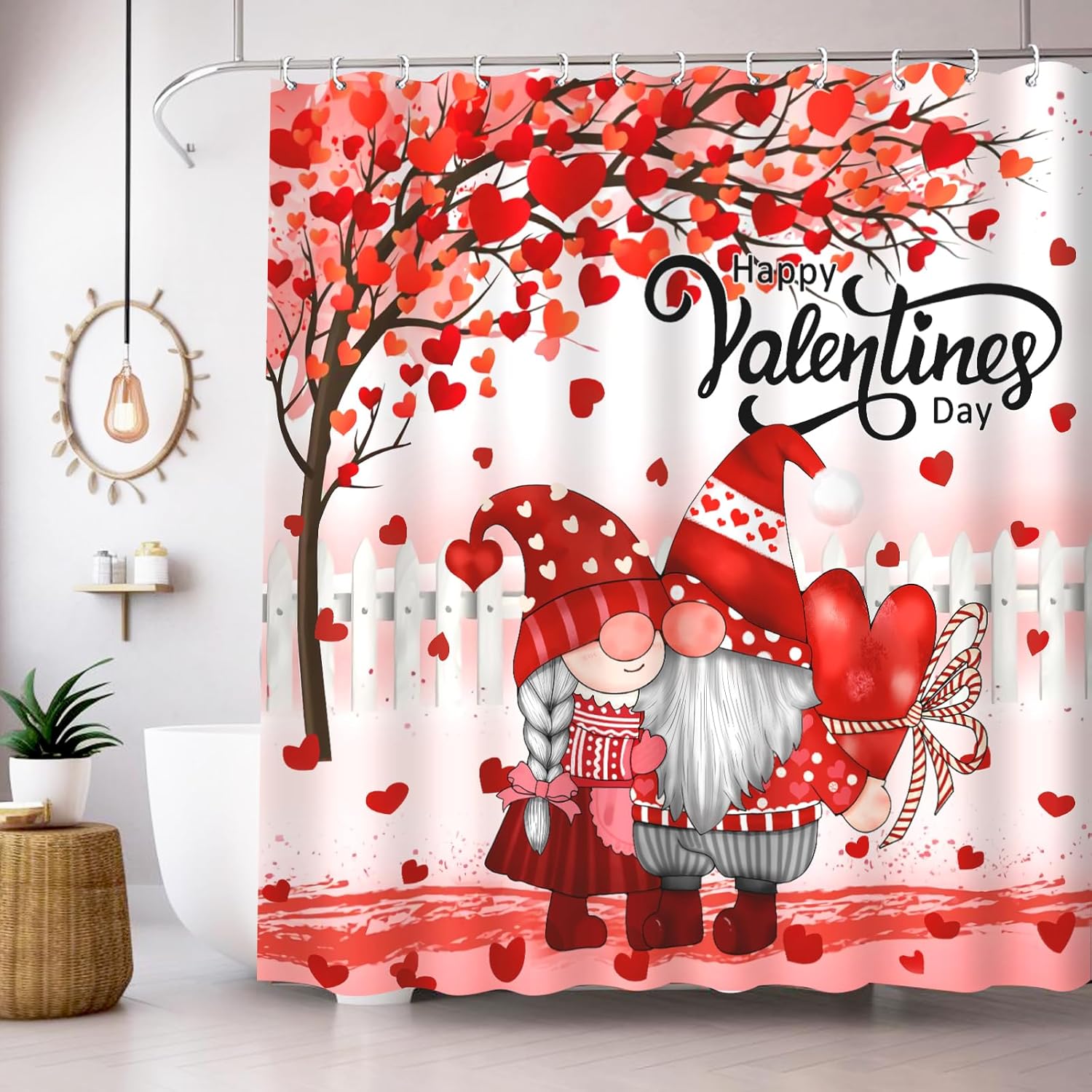 Lutto Valentines Red Shower Curtain - 72x72 Inch Love-Inspired Decor