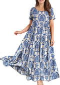 YESNO Women's Loose Floral Dress with Pockets for Everyday Wear