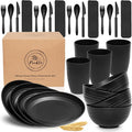 Wheat Straw Dinnerware Set for 4 - Lightweight Microwave & Dishwasher