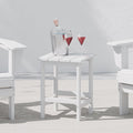 Malibu Square Outdoor Side Table in White - Compact 14in Patio Table