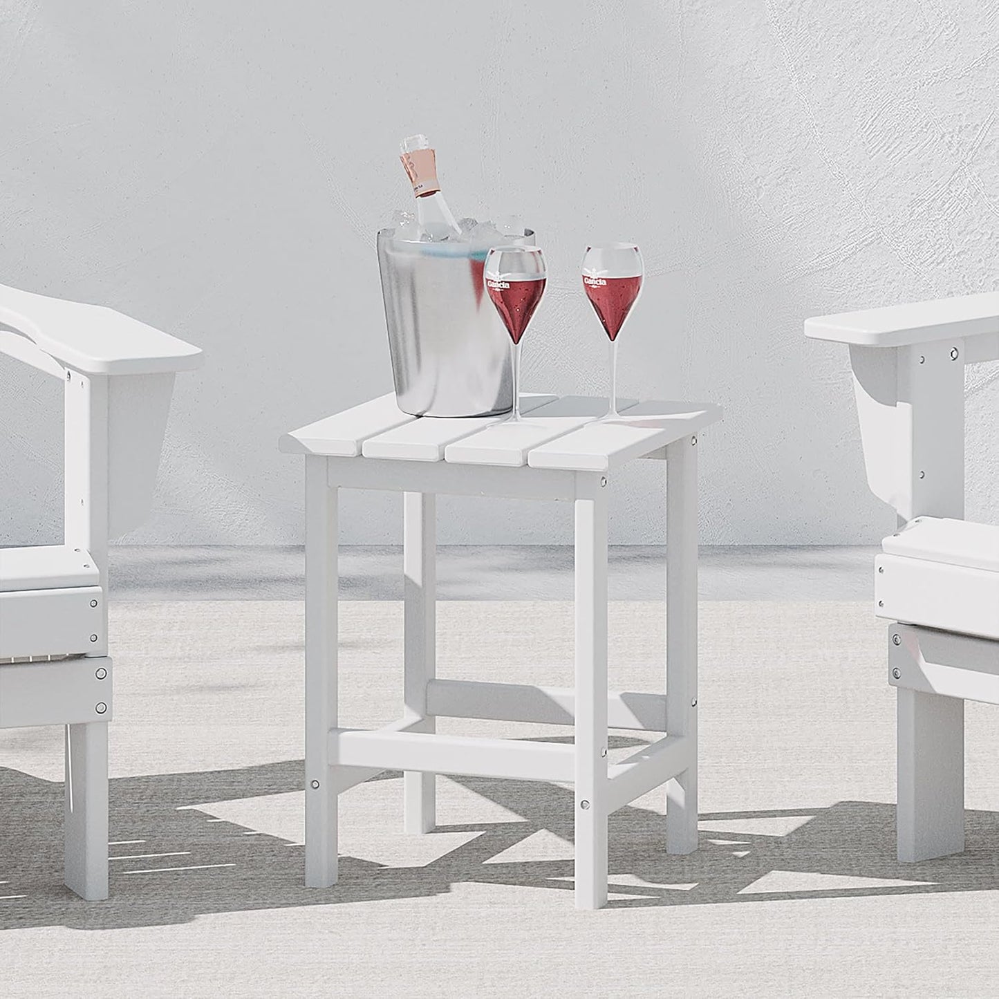 Malibu Square Outdoor Side Table for Adirondack Chair, White