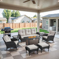 Patio Furniture Set with Fire Pit Table - 8 Piece Outdoor Conversation