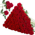InnoGear 50 Pcs Red Roses Artificial Flowers - Lifelike Silk Stems