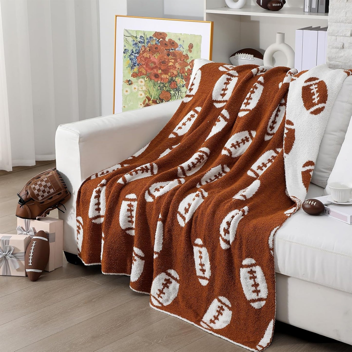 Buryeah Football Knit Throw Blanket for Cozy Comfort and Style