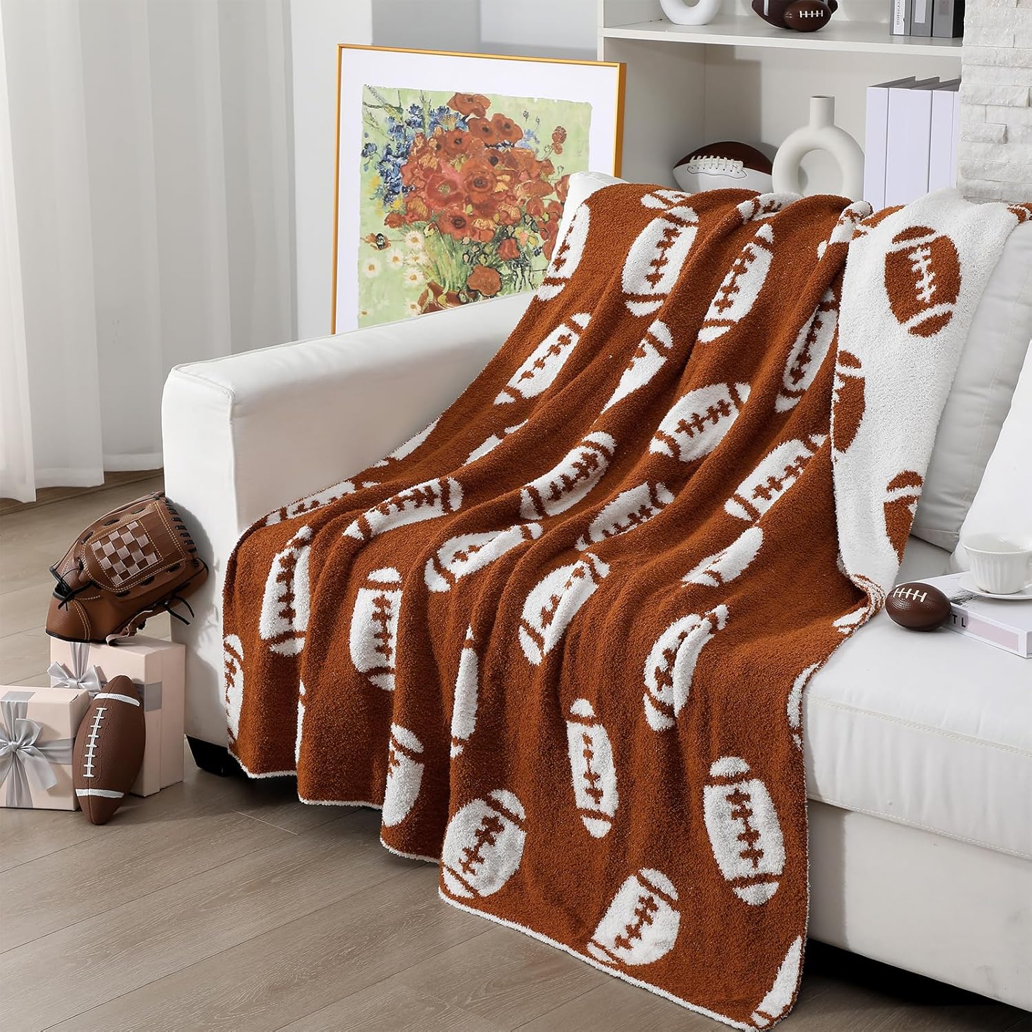 Buryeah Football Knit Throw Blanket for Cozy Comfort and Style