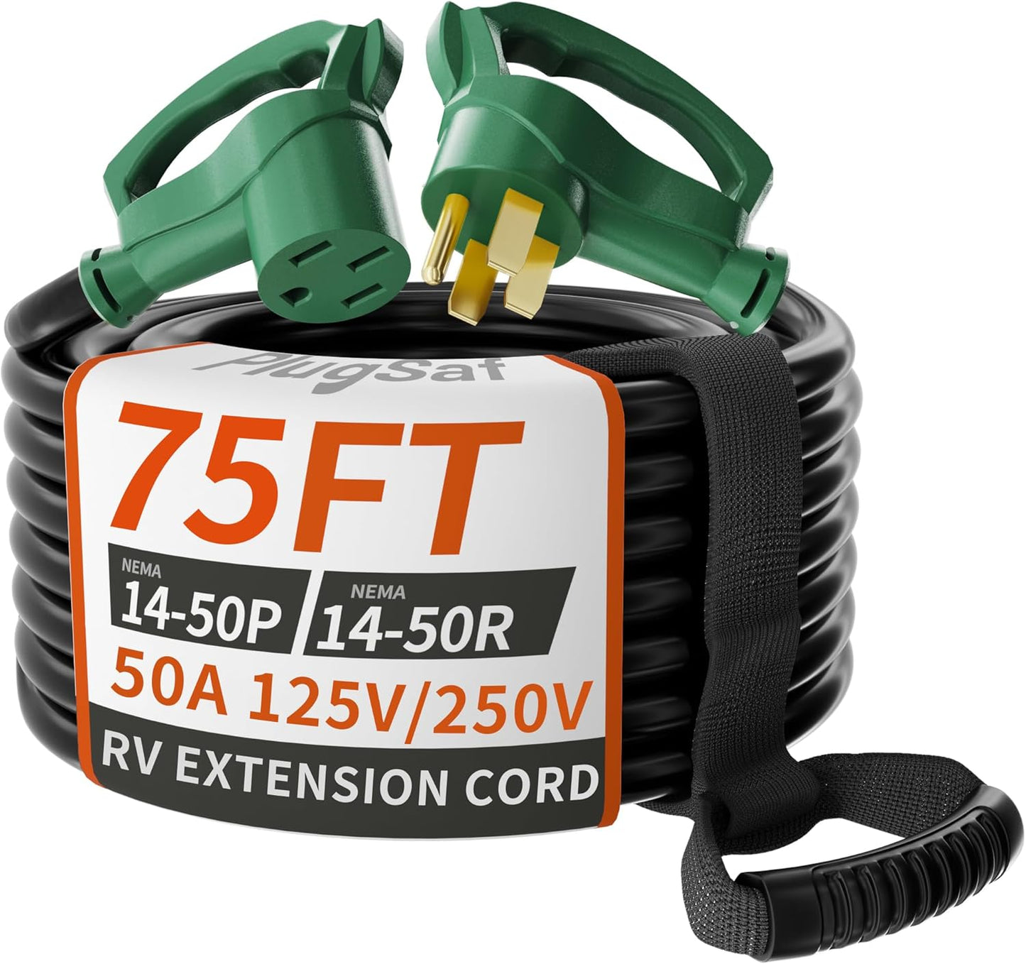 NEMA 14-50P 75 FT 50 Amp RV/EV Extension Cord with Grip Handle