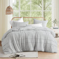 Comfort Spaces Silver Full Size Pintuck Duvet Cover Set - Extra Soft