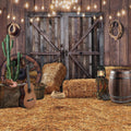 10x10ft Western Cowboy Backdrop - Vintage Barn Door Photo Background