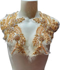 Handmade Champagne Rhinestone Applique Pair - Dress Embellishment