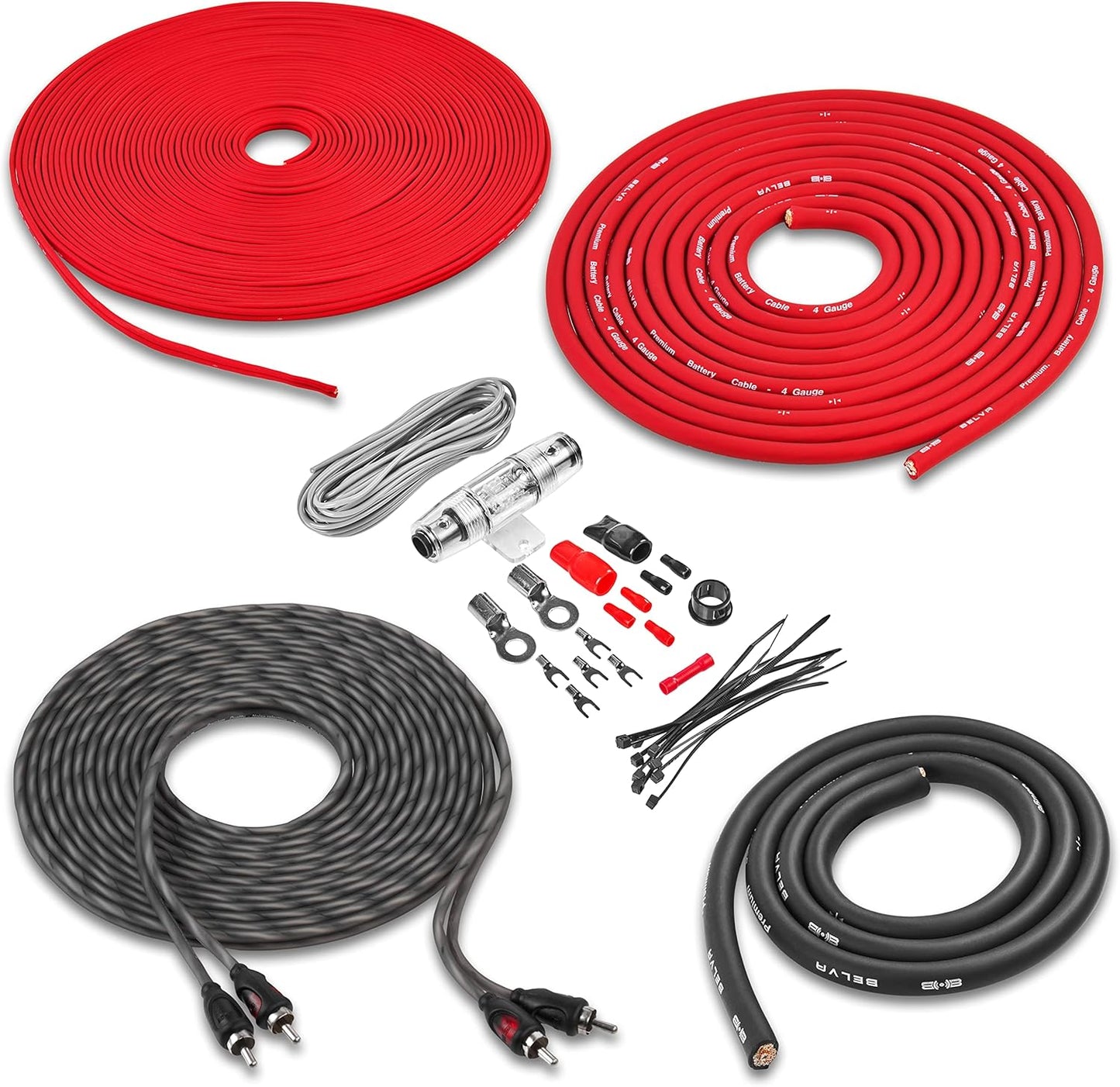 Belva 4 Gauge Amplifier Wiring Kit for Powerful Sound Systems
