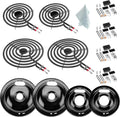 Porcelain Burner Drip Pans & Electric Range Element Set - Complete Kit