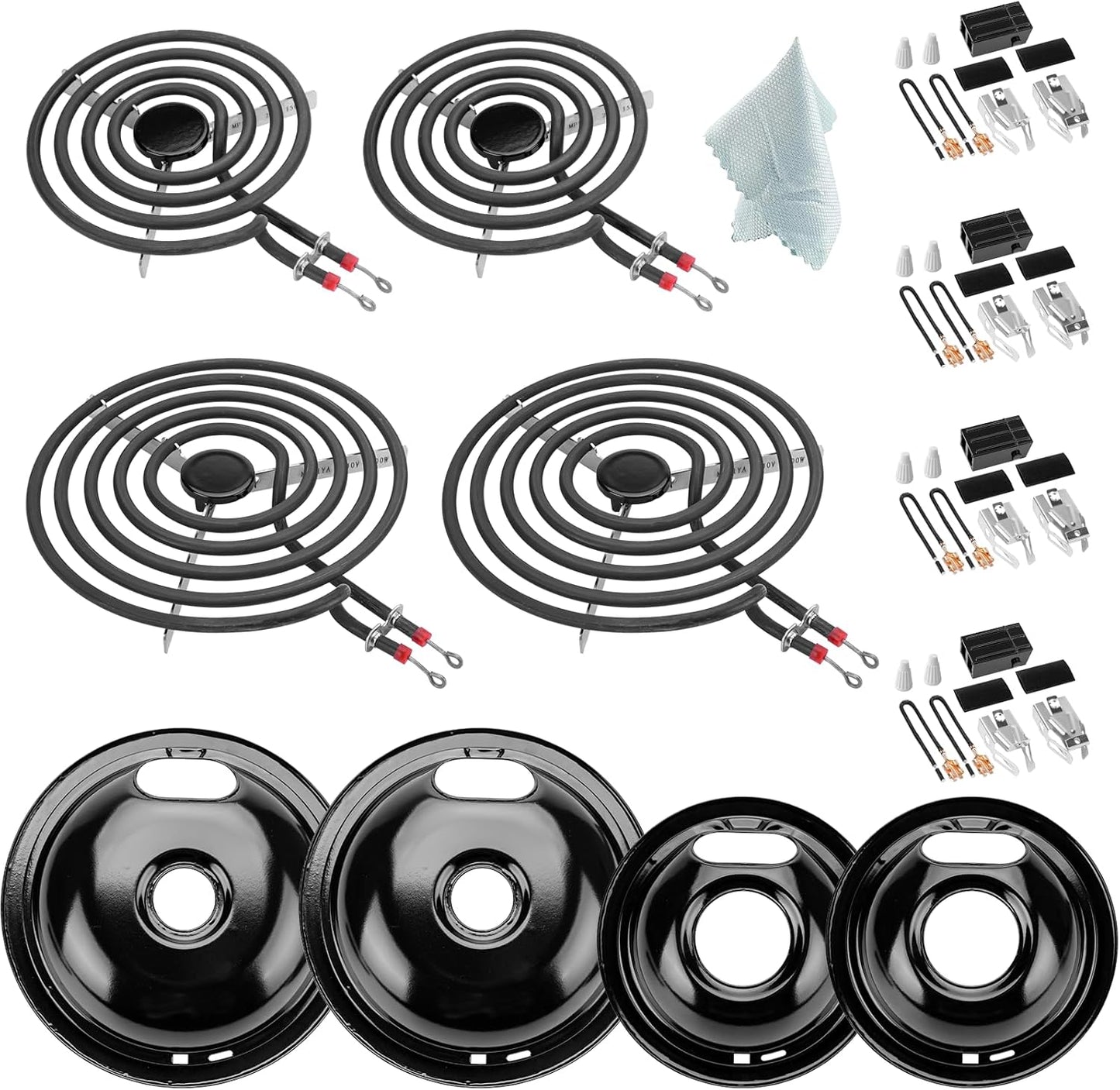 W10290350 W10290353 Porcelain Drip Pans & Burner Set for Stoves