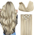 Clip in Hair Extensions Real Human Hair 14in 120g - Natural Blend