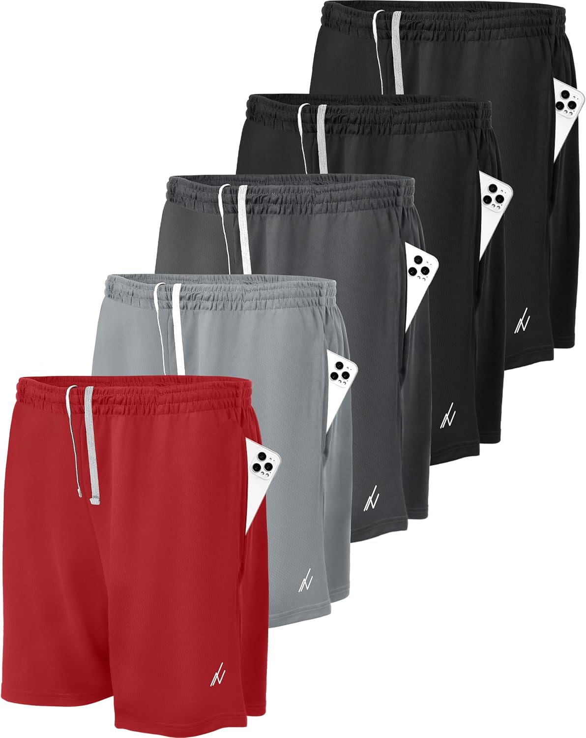 Men's Athletic Shorts 5 Pack Quick Dry Lightweight Running Gear