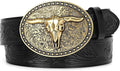 Western Leather Buckle Belt for Men Women - Stylish Cowboy Accessory