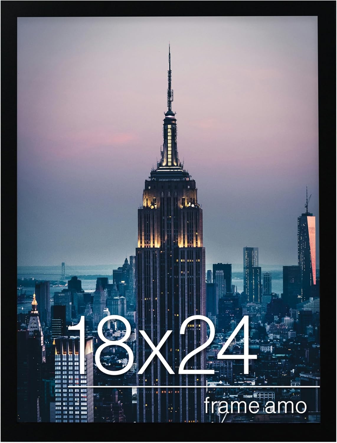 18x24 Black Modern Picture Frame with Smooth Finish and Hooks