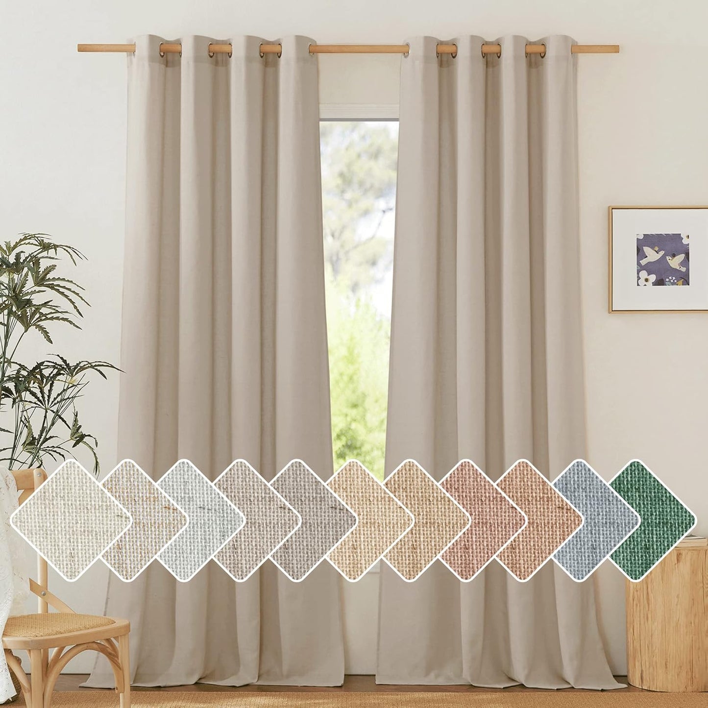 NICETOWN Thick Linen Blend Curtains for Bedroom and Living Room