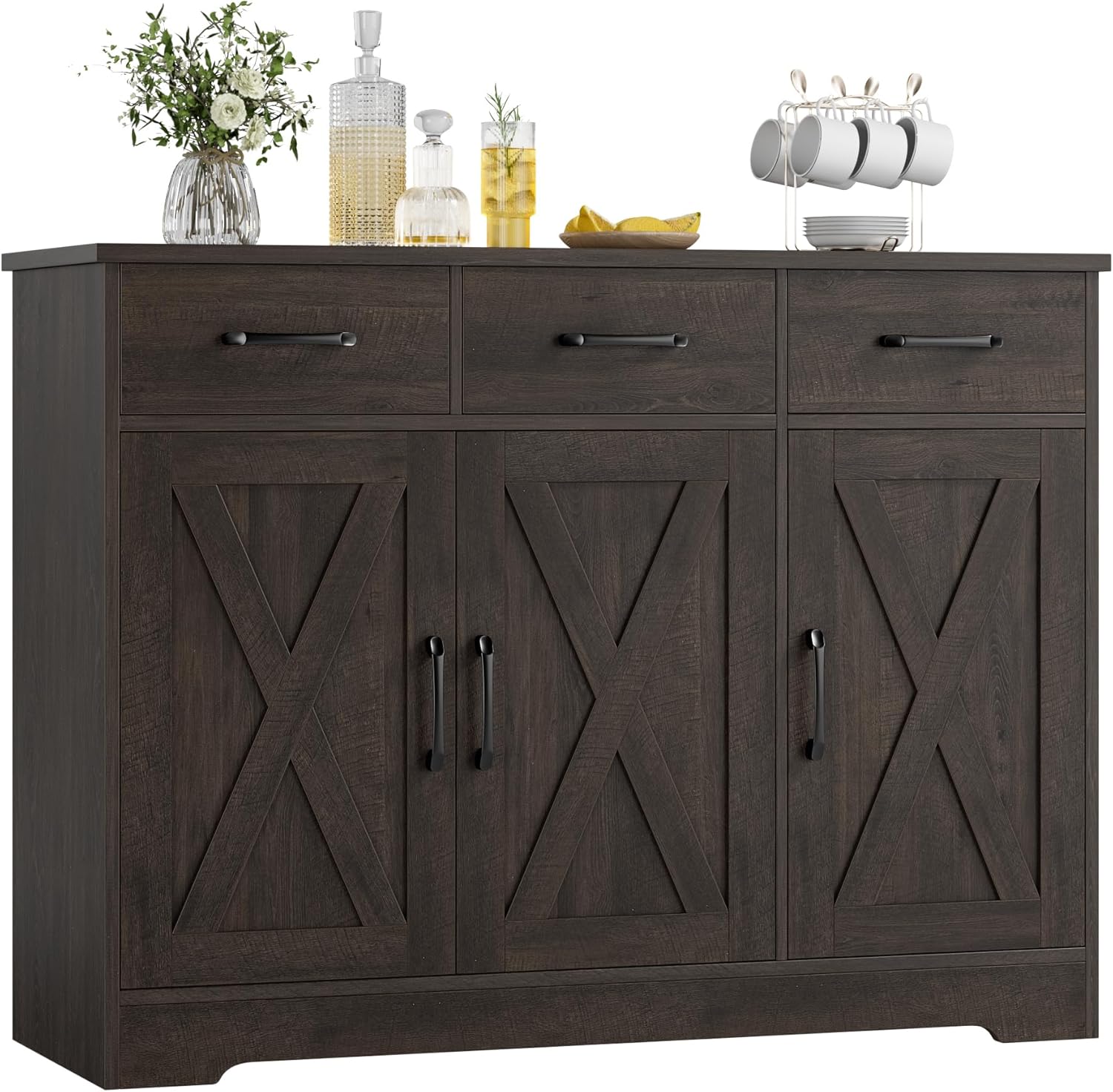 Modern Farmhouse Buffet Sideboard Cabinet with Barn Doors