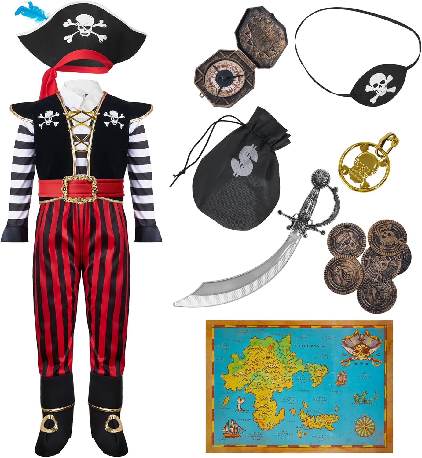 Fierce Captain Pirate Costume for Kids Halloween Dress Up Fun