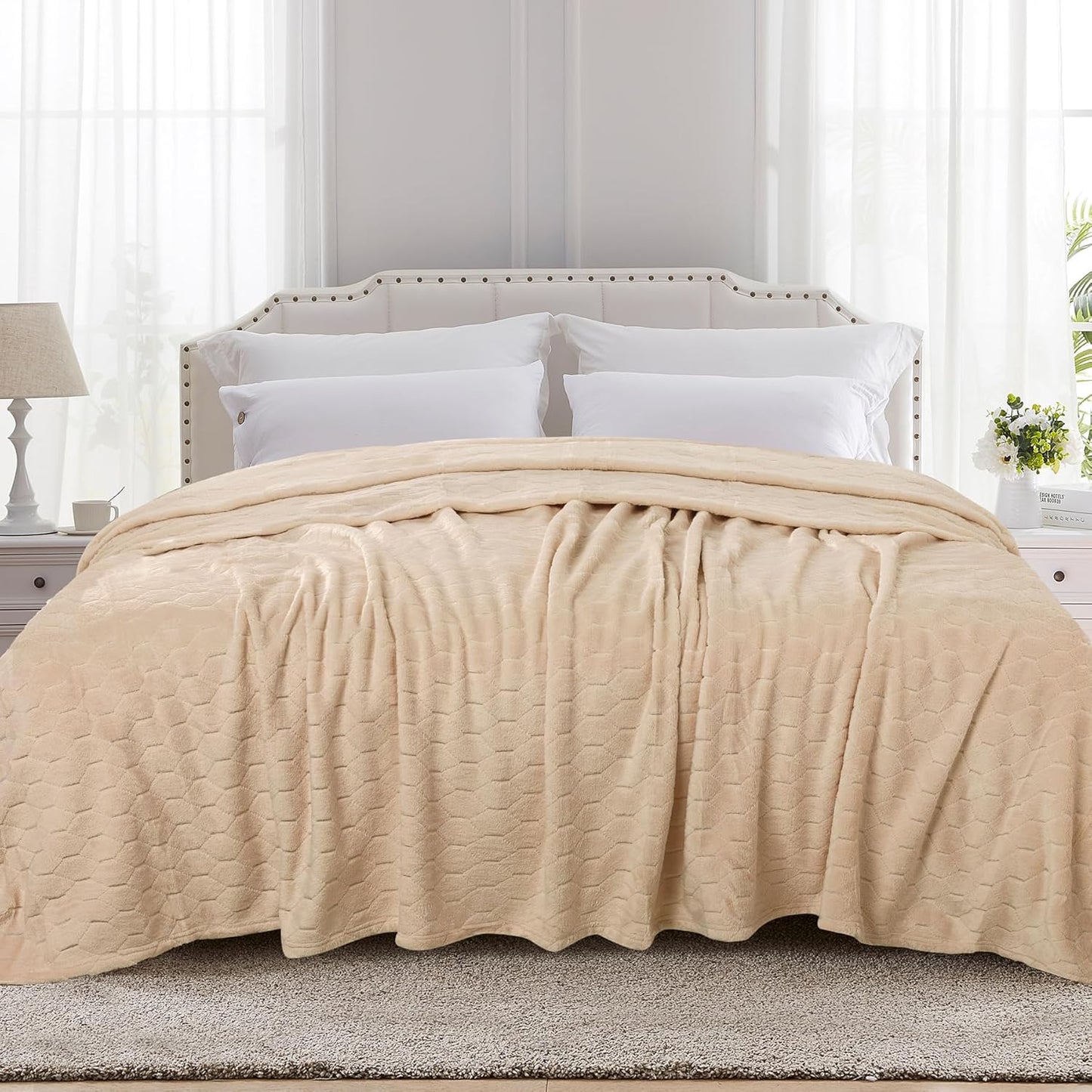 TOONOW Fleece Bed Blanket King Size for Cozy Comfort