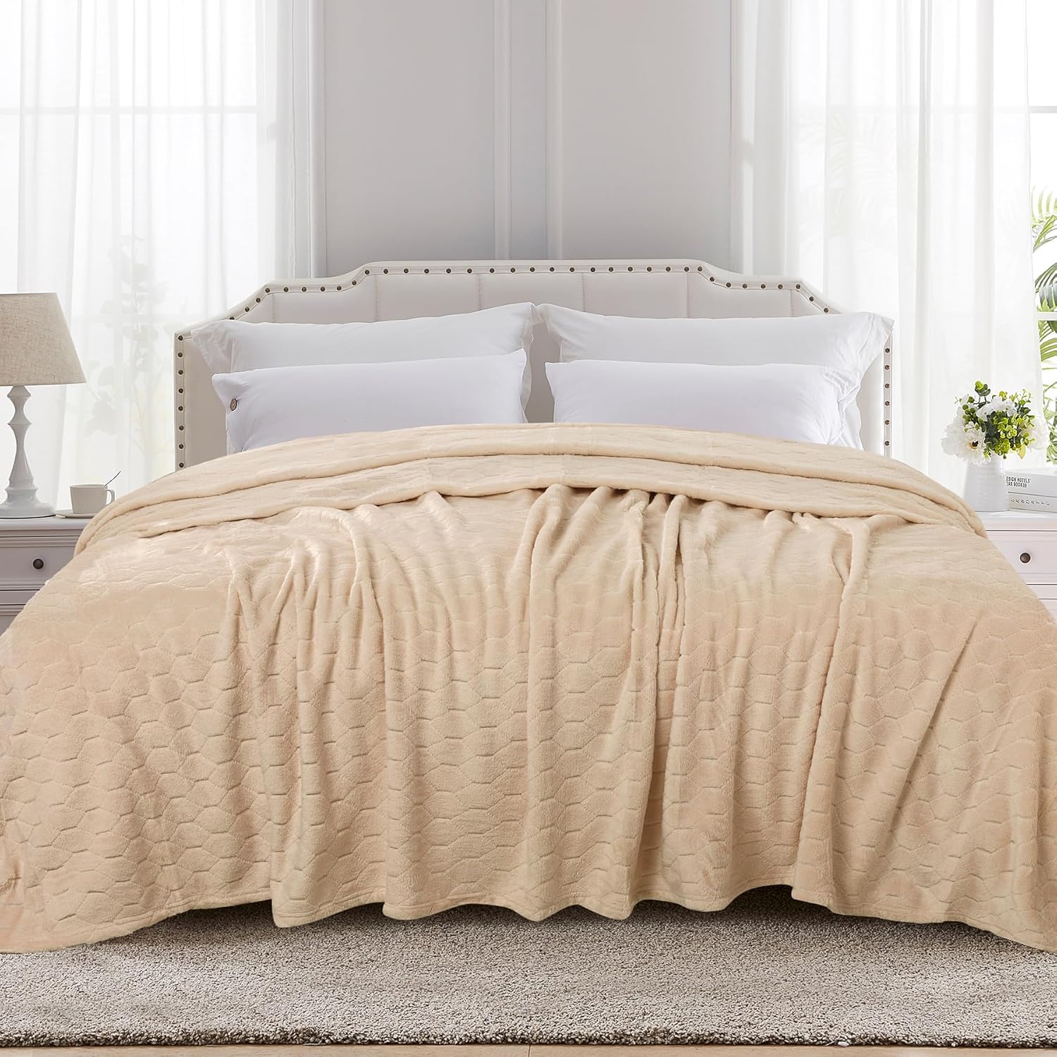 TOONOW Fleece Bed Blanket King Size for Cozy Comfort