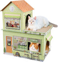 Cardboard Cat Houses for Indoor Cats - Cafe Themed Double-Story Condo