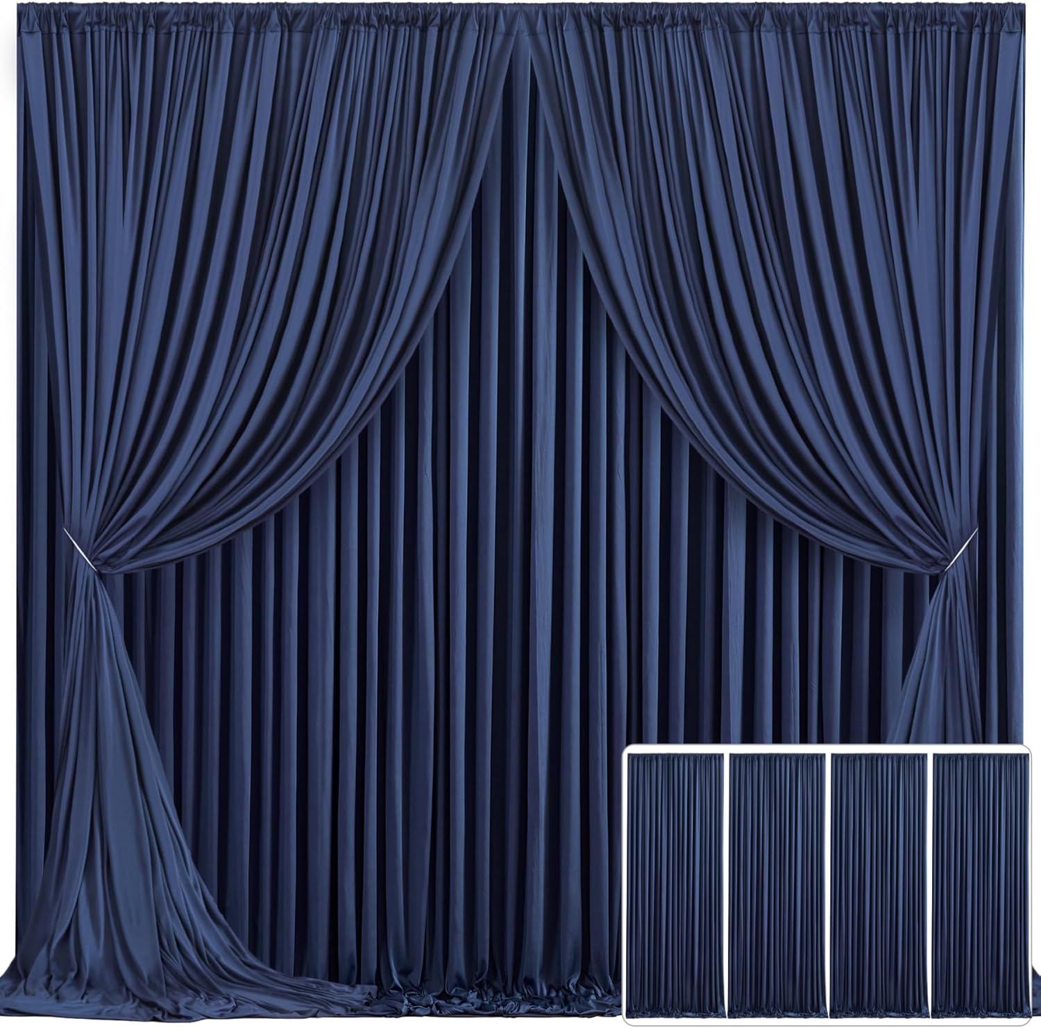4 Panels Navy Blue Backdrop Curtain for Stunning Events