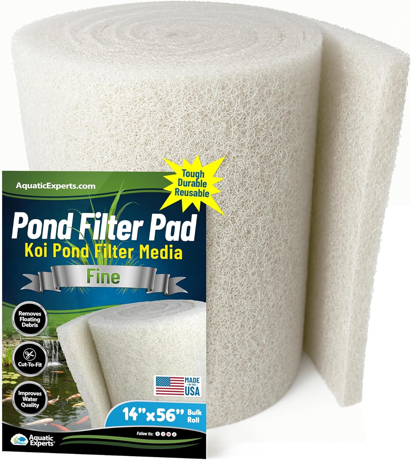Classic Koi Pond Filter Pad FINE - Durable Reusable Media Roll