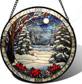Stained Glass Window Hanging Christmas Tree 14.9in - Colorful Sun
