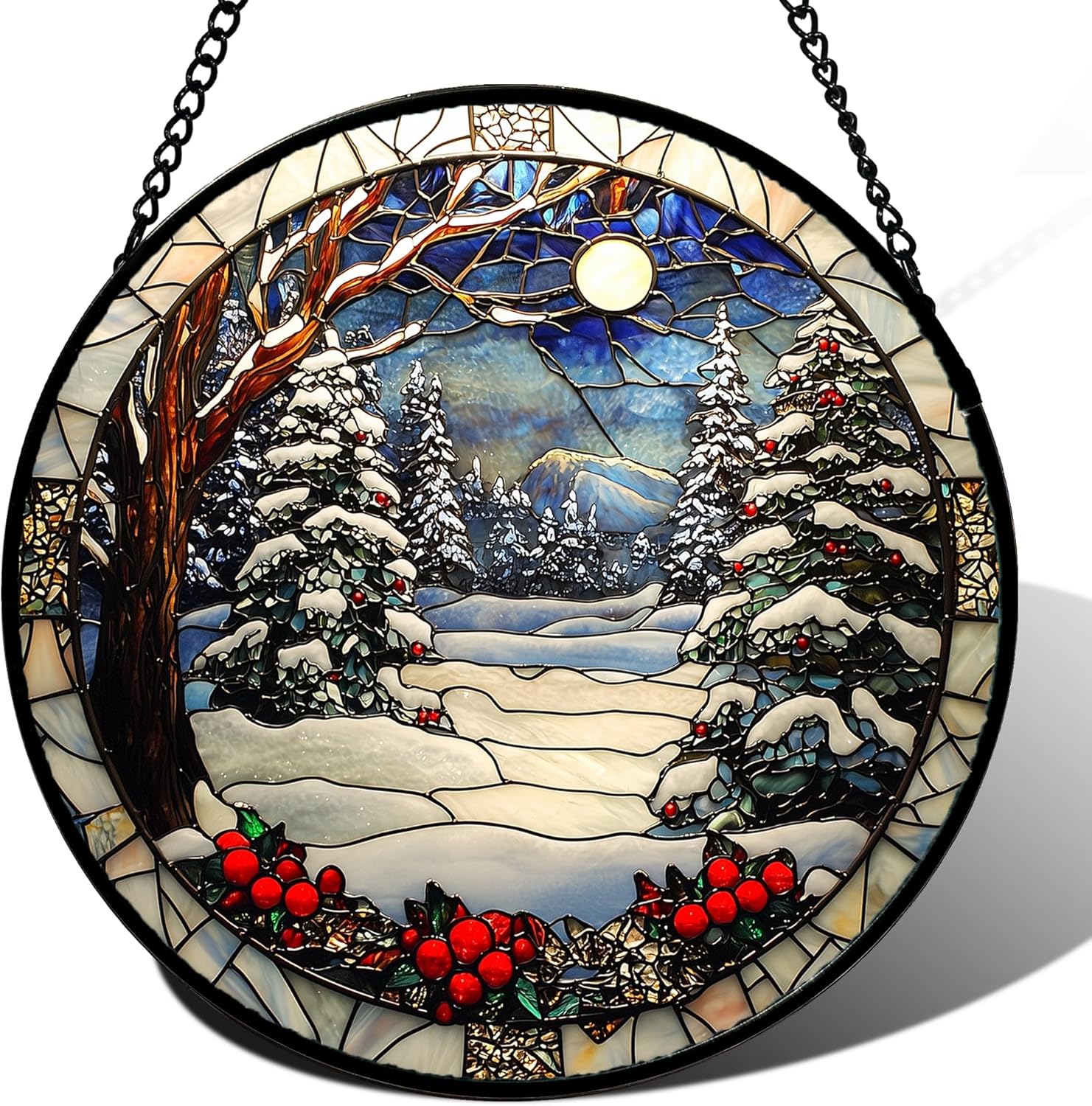 Stained Glass Window Hanging Christmas Tree Suncatcher Decor