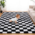 Super Soft Rug for Bedroom 5x8 ft Checkered High Pile - Cloud Comfort