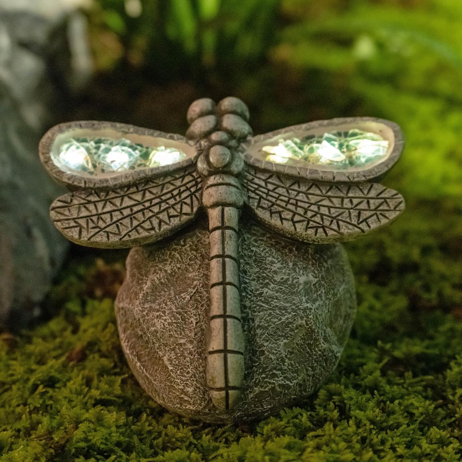 Solar Dragonfly Garden Statue for Outdoor Decor and Lighting