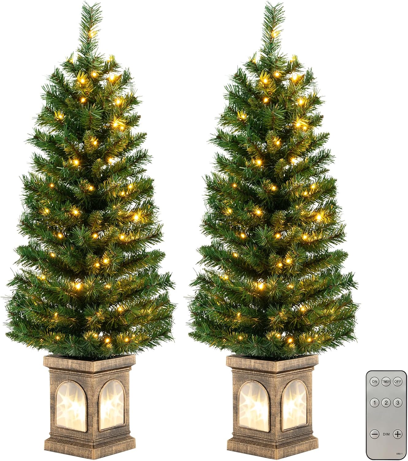 4 FT Pre-Lit Christmas Tree Set of 2 for Indoor Holiday Decor