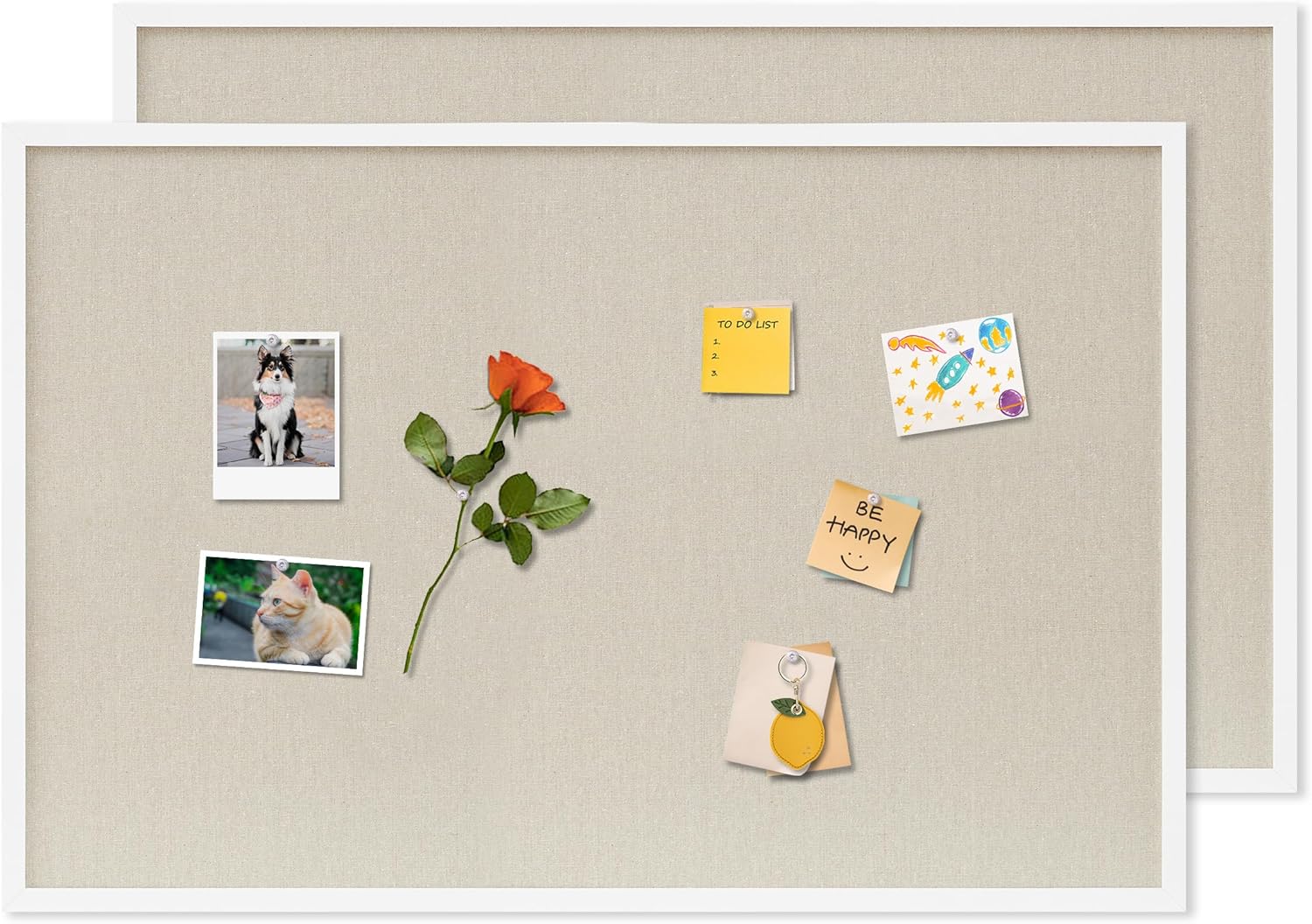 Cork Board with Linen White 2Pack for Home Office and School