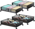 Under Bed Storage Containers with Wheels - 4Pack Underbed Organizer