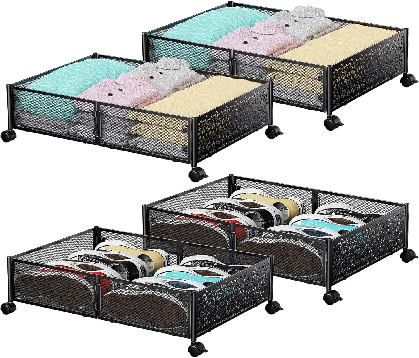 Under Bed Storage Containers with Wheels for Clothes and Shoes