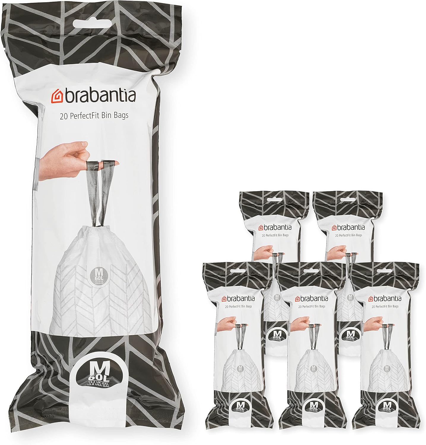 Brabantia PerfectFit Trash Bags for Size M 16 Gal Cans