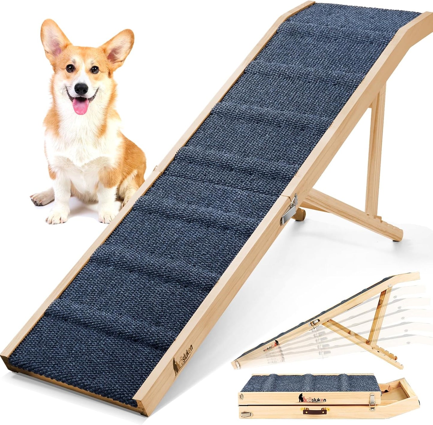 2025 Upgraded Dog Ramp for Bed, 64in Long Foldable Pet Ramp